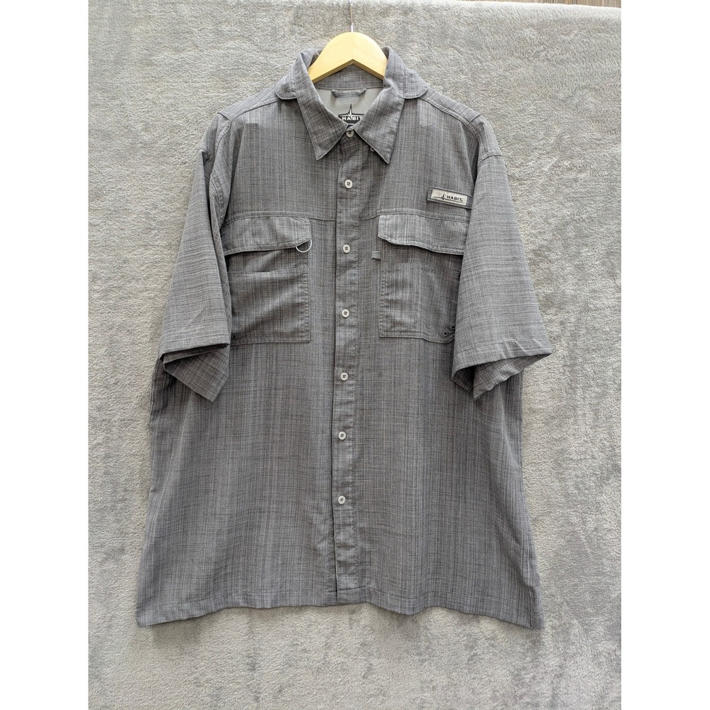 Outdoor Fishing Shirt Mens XL Gray Short Sleeve UPF 40+ Vented Habit TS10153